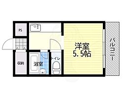 木元ハイツ ワンルームの間取図画像