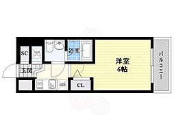 エスリード大阪シティノース 1Kの間取図画像