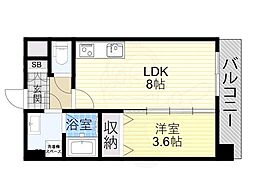 ベルヴェーレ新大阪 1LDKの間取図画像