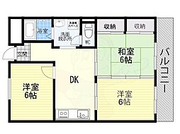 コーポラス・キド 2LDKの間取図画像