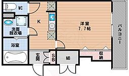 パセオ十三東 1Kの間取図画像