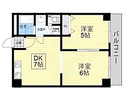 第七高光マンション 2DKの間取図画像