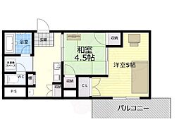 アローンズ大阪 2Kの間取図画像