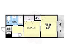 新大阪第2ダイヤモンドマンション 2Kの間取図画像