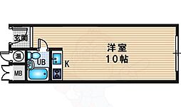 新大阪コーポビアネーズ ワンルームの間取図画像
