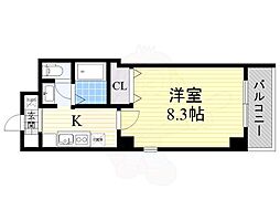 リズ新北野 1Kの間取図画像