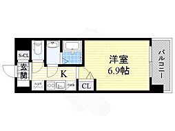 リッツ新大阪 1Kの間取図画像