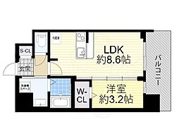 プレサンス東淀川駅前プローシェ 1LDKの間取図画像