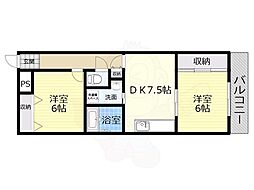 レジデンスmimiy 2DKの間取図画像