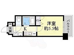 エスリード新大阪SOUTH 1Kの間取図画像