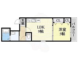 フジパレス下新庄WEST 1LDKの間取図画像