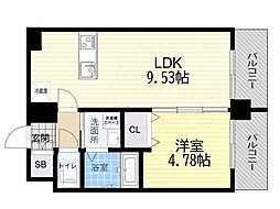 NOW新大阪 1LDKの間取図画像