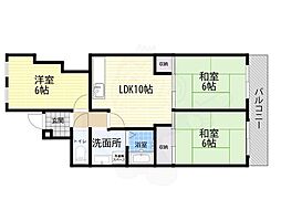 ジュネス・堤 3LDKの間取図画像