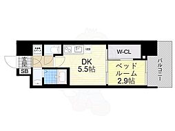 セレ二テ新大阪プリエ 1DKの間取図画像