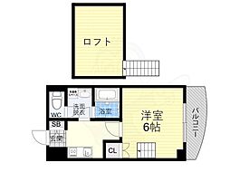 オーシャン東中島 1Kの間取図画像