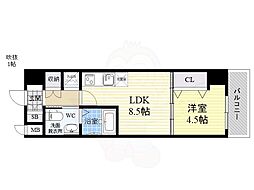 LaCASA新北野 1LDKの間取図画像