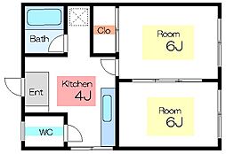 中村ビル 3階2Kの間取り