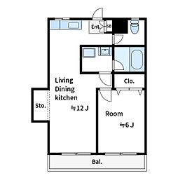 第五サンキビル 4階1LDKの間取り