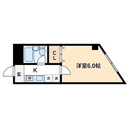 アーバンシティプルミエII 5階1Kの間取り
