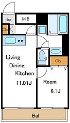 プラザ木場 1LDKの間取図画像