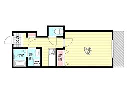 阪急神戸本線 神崎川駅 徒歩3分の賃貸マンション 2階1Kの間取り
