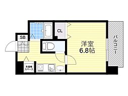 アクロス塚本リヴィエール 1Kの間取図画像