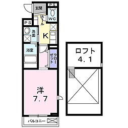 クレメント 1Kの間取図画像