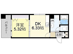 ヴィヴァーチェ2番館 1DKの間取図画像