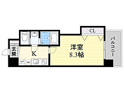 エグゼ新大阪南 1Kの間取図画像