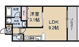 アーバンフラッツ西中島 1LDKの間取図画像