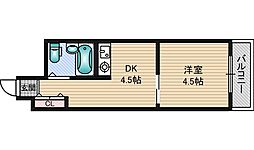 シャンボール第3新大阪 1DKの間取図画像