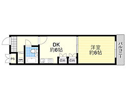 アサヒシックス 1DKの間取図画像