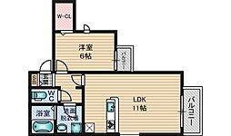 ヴァンヴェール 1LDKの間取図画像