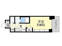 プレサンスOSAKA姫里ヴィオン 1Kの間取図画像