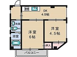 ハイツ・ウェストン 2DKの間取図画像