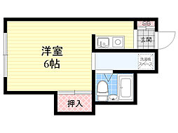 美吉野ハイツ 1DKの間取図画像