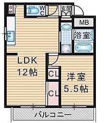 ニューフレンドマンション 1LDKの間取図画像