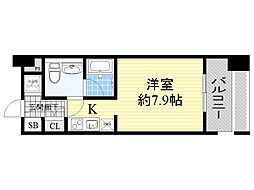 レジディア江坂 ワンルームの間取図画像