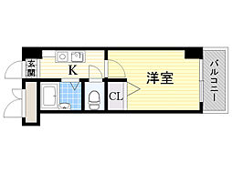 ノルデンハイム淡路D棟 1Kの間取図画像