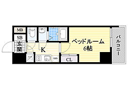 ディームス新大阪 1Kの間取図画像