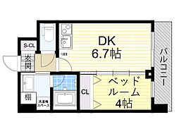 エステート御幣島 1DKの間取図画像