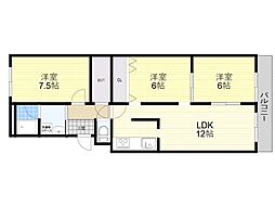 パストラルハイム豊中 3LDKの間取図画像