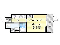 ライブカーサ上新庄 1Kの間取図画像