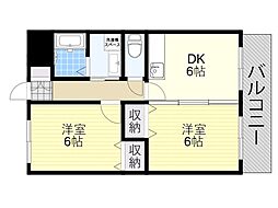 第12高光マンション 2DKの間取図画像