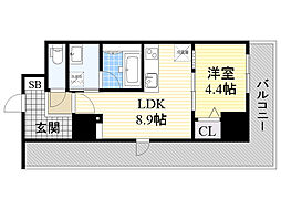 グランセジュール江坂パーカー江坂ビル 1LDKの間取図画像