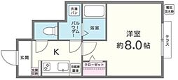 ブレーブエムズ 1Kの間取図画像