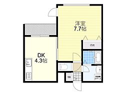 アズールパーク 1DKの間取図画像