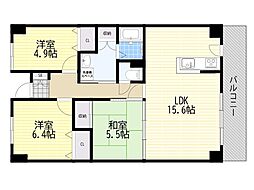 ウイング旭ケ丘 3LDKの間取図画像
