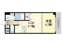 フローレンス江坂 1LDKの間取図画像