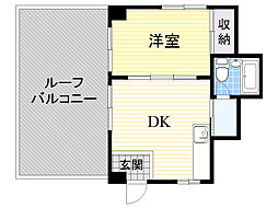 シャトー柴原 1DKの間取図画像